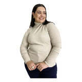 Blusa Feminina Em Tricot Plus Size Gola Alta Facinelli