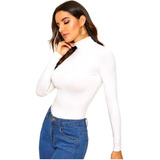 Blusa Feminina Gola Alta Manga Comprida Modelo Segunda Pele