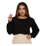 Blusa Feminina Manga Comprida Duna Camisa Social Cropped