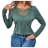 Blusa Feminina Manga Longa Vazada Black Erbit Pronta Entrega