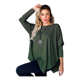 Blusa Feminina Plus Size C/ Ponta Manga Longa Modelo Morcego