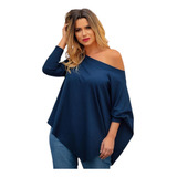 Blusa Feminina Plus Size De Ponta Manga Longa Estilosa