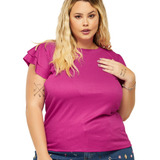 Blusa Feminina Plus Size Malha Canelada Básica Chic 50 52