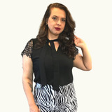 Blusa Feminina Social Moda Evangelica Com Detalhe Laço Renda