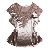 Blusa Feminina Social Moda Evangelica Detalhe Laço Renda