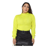 Blusa Feminina Tricô Manga Longa Com Detalhe Trançado