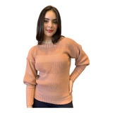 Blusa Feminina Tricot Manga Balão Bufante