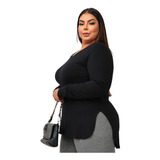 Blusa Feminina Vest Sobre Legging Tapa Bumbum Manga Longa 