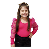Blusa Infantil Manga Longa Bufante Menina Diva Blogueirinha