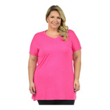 Blusa Longline Feminina Plus Size Longa Lisa Soltinha Leve