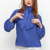 Blusa Manga Longa C/ Decote Quadrado Flor De Lis F27253