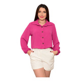 Blusa Manga Longa Feminina C/ Botão Blusinha Princesa Social