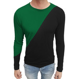 Blusa Masculina Gola Redonda Vies Duas Cores Manga Comprida