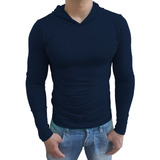 Blusa Masculina Slim Capuz Viscolycra Manga