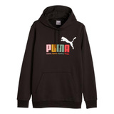 Blusa Moletom Com Capuz Puma Essentials Multicolor Preta
