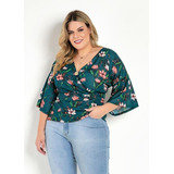 Blusa Plus Size Transpassada Roupas Femininas Gordinhas