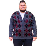Blusa Suéter Plus Size Lã Cardigan Masculino Tricot Grosso