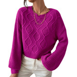 Blusa Suéter Tricot Feminina Manga Longa Transpassada 