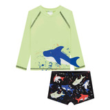 Blusa Térmica Infantil Com Sunga Proteção Uv Praia /piscina.