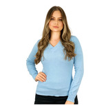 Blusa Trico Basica De Frio Feminina Decote V Manga Longa
