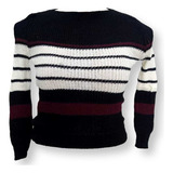 Blusa Tricot Basica De Frio Feminina Manga Longa Listrada
