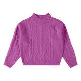 Blusão Sueter Frio Tricô Malwee Roxo Azul Infantil 4 Ao 8
