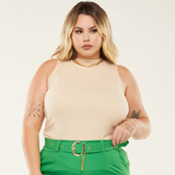 Blusinha Regata Plus Size Malha Canelada