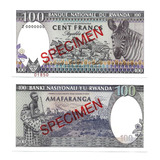 Bn8118 Ruanda Rwanda 1989 100 Francos Specimen Raridade