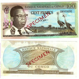 Bn8134 Rd Congo 1964 100 Francos Specimen Raridade