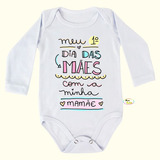 Body Bebê Frases Manga Longa Meu Primeiro Dia Das Mães F1389