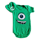 Body Bebê Menino Monstros S.a + Boina