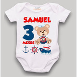 Body Bebê Mês De Aniversário Urso Marinheiro Cód-2022