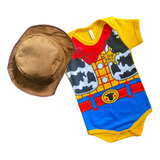 Body Bebe Mesversario Menino Fantasia Toy Story Woody
