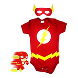 Body Bebê Mesversário Temático The Flash + Máscara