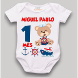 Body Bebê Personalizado Mês Aniversário Marinheiro C 2415