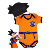 Body Bebê Temático Mesversário Goku Dragon Ball + Touquinha