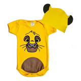 Body Bebê Temático Mesversário Simba Rei Leão + Touquinha