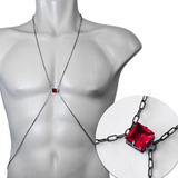 Body Chain Masculino Com Pedra Rubi