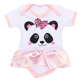 Body Com Saia Panda Rosa Menina Smash The Cake