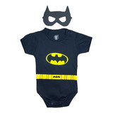Body De Bebê Temático Fantasia Mesversario Batman + Mascara 