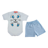 Body Fantasia + Short Menino Minha Primeira Páscoa