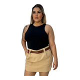 Body Feminino Plus Size Regata Camiseta Cavado Suplex Liso