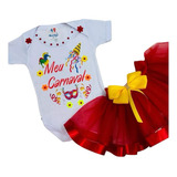 Body Infantil Bebê Menina Roupa Festa Mesversário Com Saia