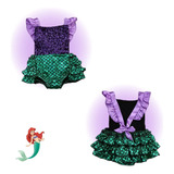 Body Macacão Pequena Sereia Maio Bebê Ariel Fantasia Pronta 