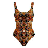 Body Maiô Estampado Máscara Africana Tribal