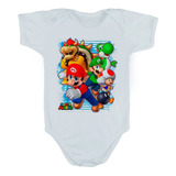 Body Manga Curta Nintendo Super Mario Luigi Bowser Spray