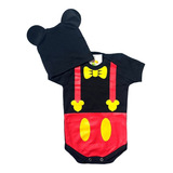 Body Mesversário Temático Fantasia Bebê Mickey + Touquinha