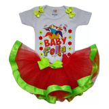 Body Temático Carnaval Bebê Menina Roupa Festa Com Saia Tutu