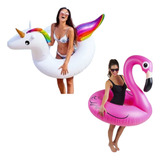 Boia Flamingo Unicornio Gigant Piscina Inflável 120cm Adulto