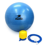 Bola De Pilates 45cm Muvin  Antiestouro  Suporta Até 300kg  Com Bomba  Ginástica  Fitness  Pilates  Yoga  Fisioterapia  Flexibilidade  Fortalecimento  Tonificação  Cor Azul